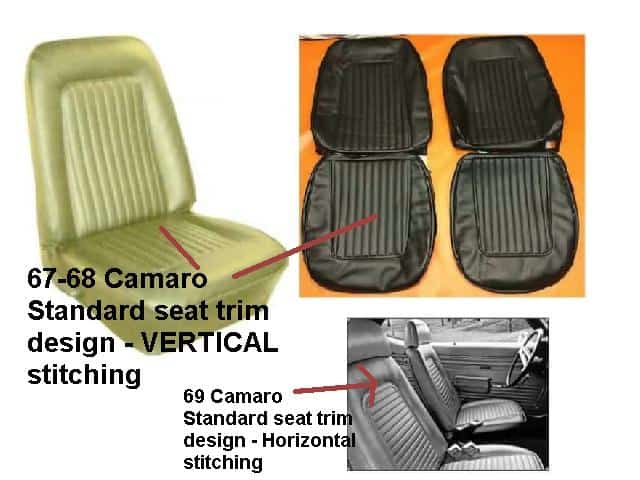 Seat Trim: 67, 68 or 69 Camaro Seat Trim Kit - Standard - (Choose)